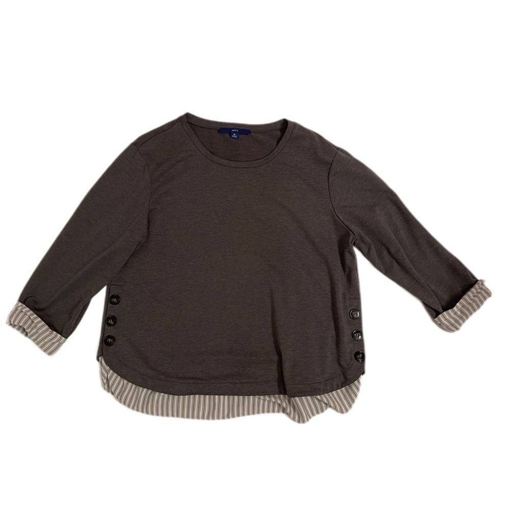 Apt. 9 Charcoal Gray Layered Look Top with Side Buttons Women's Size‎ XL